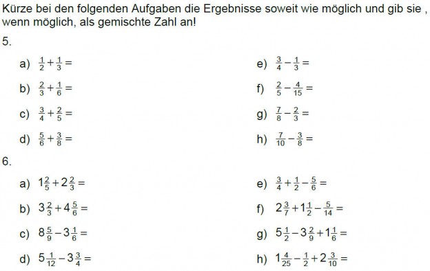 Bruchrechnen 7 Klasse übungen Mit Lösungen Brüche - Bruchrechnen - Theorie - Übungen – Meinstein.ch